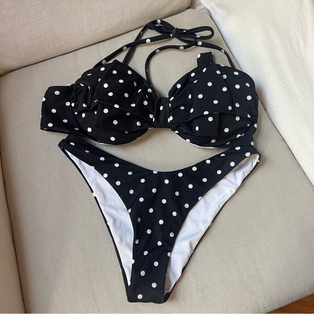 Victoria's Secret Black and White polka dot cheeky Bikini set